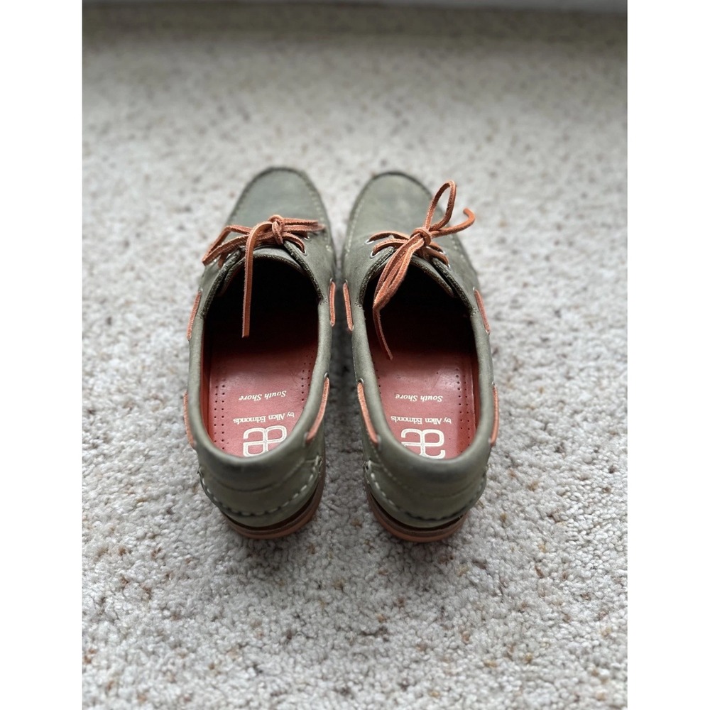 Allen Edmonds South Shore Mens Olive Green Leather Boat Shoes Nautical Loafers